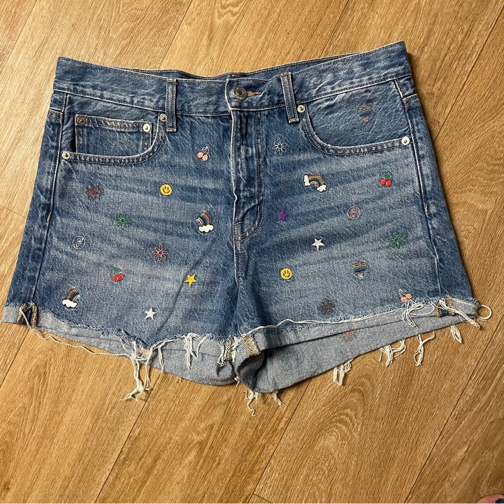 American Eagle Embroidered Pride Jean Shorts